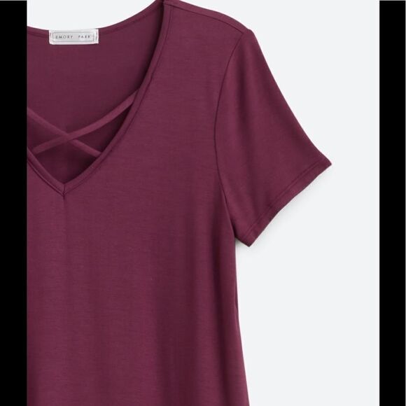 EMORY Park Dulce dark purple short sleeved knit top, size S - Picture 4 of 10